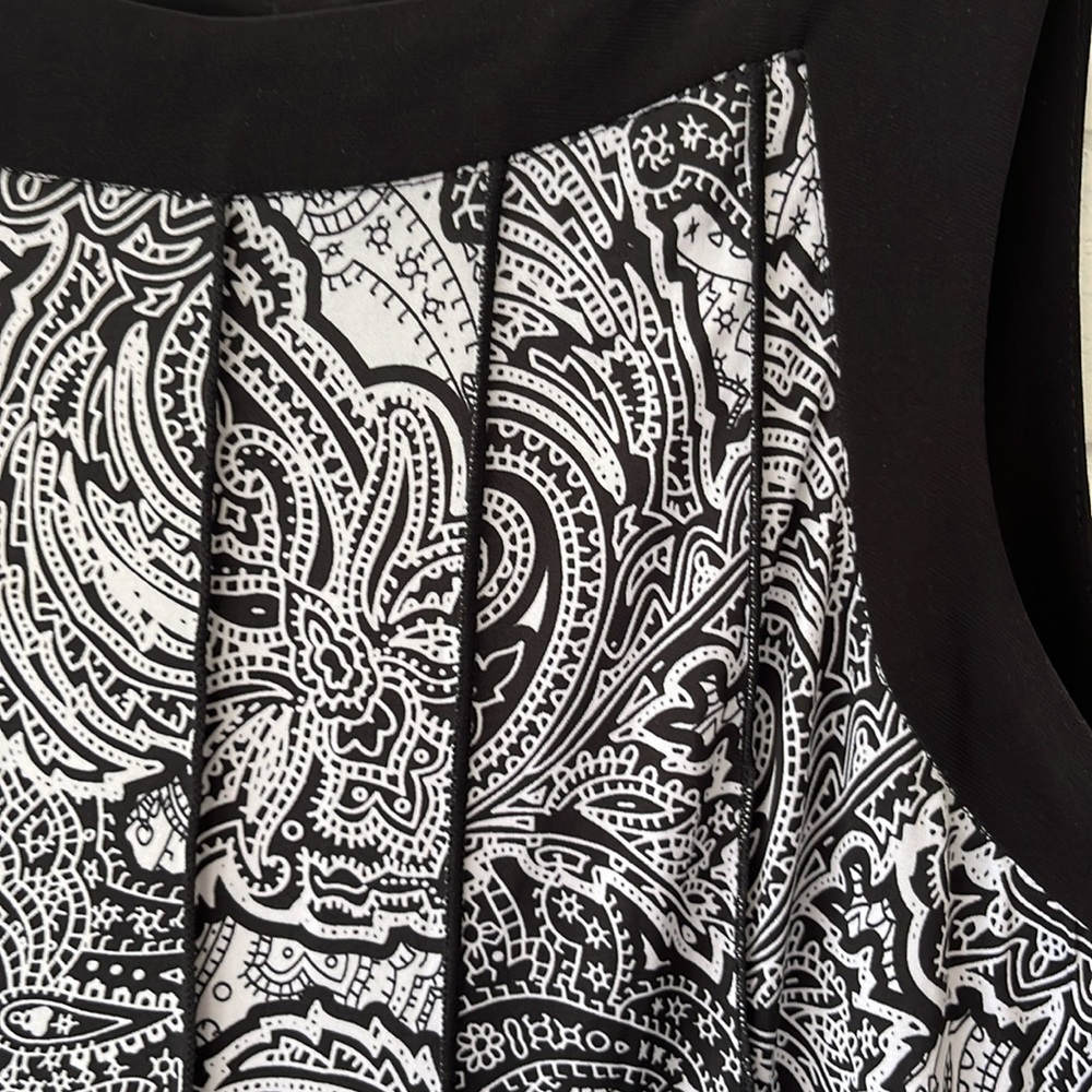 Perceptions New York Maxi Dress Fit & Flare Sz L Black & White Floral Paisley.. - Picture 2 of 10